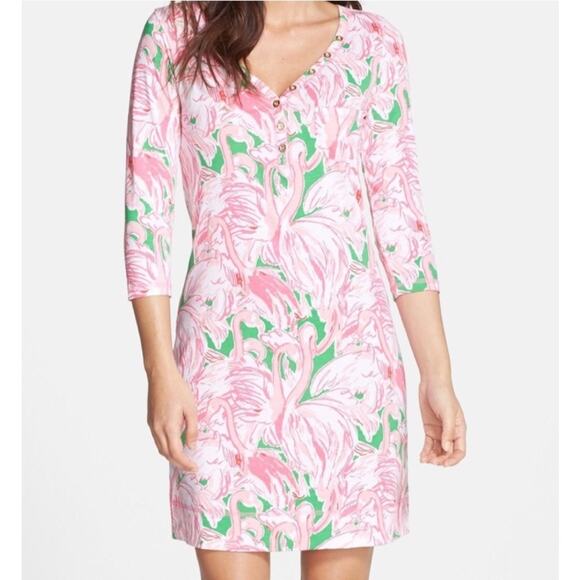 Lilly Pulitzer Dresses & Skirts - Lilly Pulitzer Palmetto pink flamingo dress Size Small Cotton Vibrant Resort